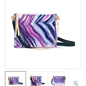 CONSUELA  Purple and Pink Crossbody Bag with Abstract Pattern